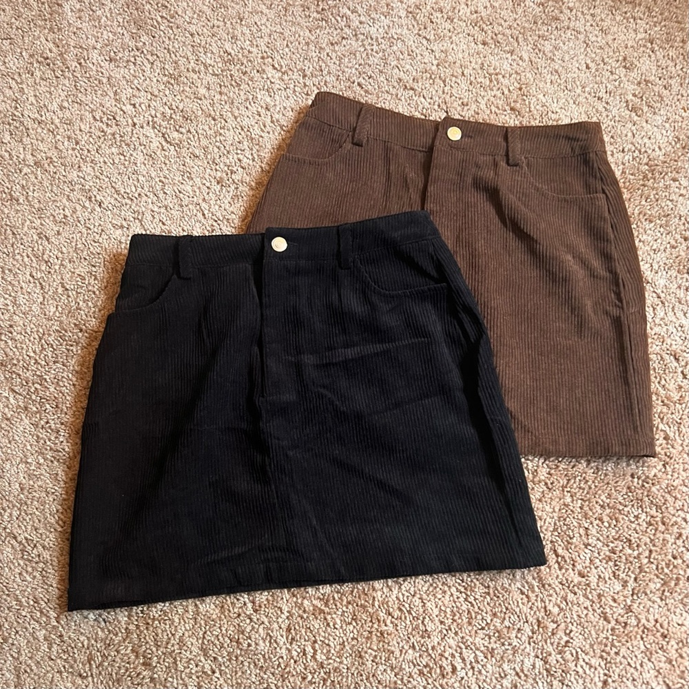 CORDUROY DUAL POCKETS STRAIGHT MINI SKIRT🤎 {both skirts included}